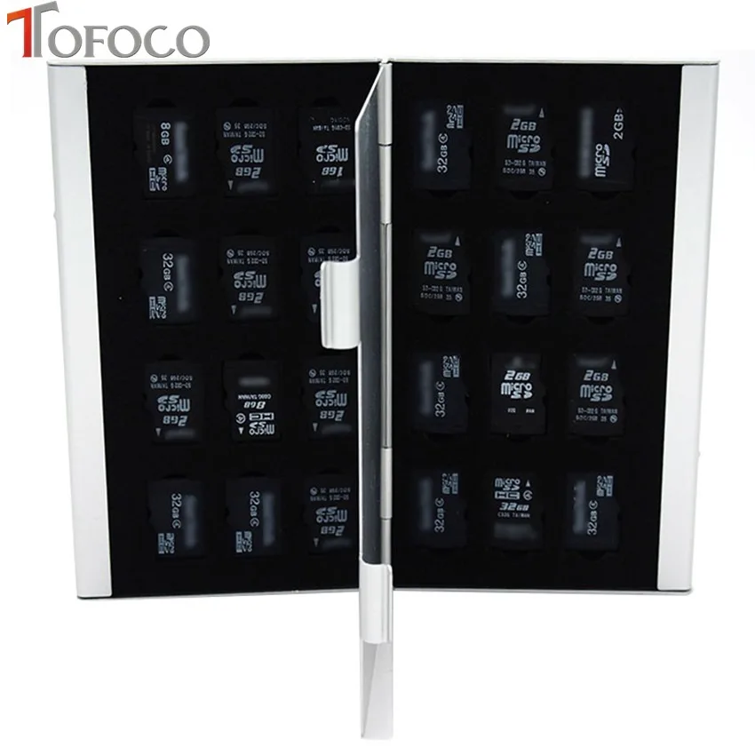 TOFOCO Алюминий слот для карт памяти для хранения Чехол коробка держатели для памяти Micro SD карты 24TF серебро/черный/красного цвета