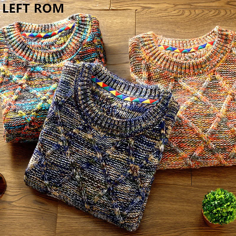 LEFT ROM font b men b font 2017 exquisite design fashion quality color man knitting self