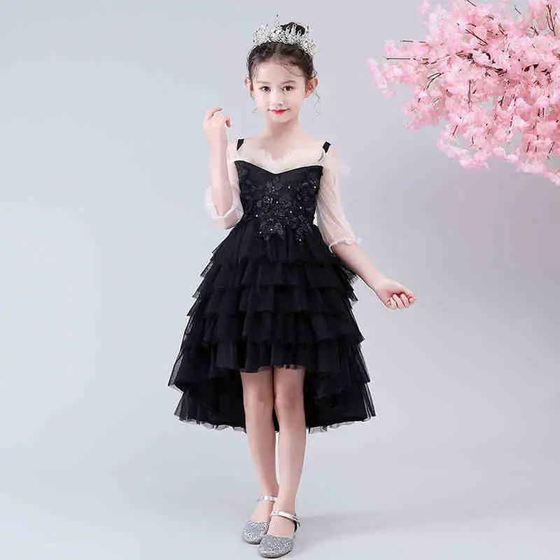 

Luxury Girls Dress Teens Catwalk Costume Appliques Mesh Tutu Dress Children Birthday Party Evening Dress kids Vestidos Y1359