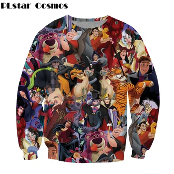 

2019 Fashion Women/Men 3D Sweatshirt Cartoon Villains Printed O-Neck Casual Long Sleeve Outwear size S-5XL free shipping