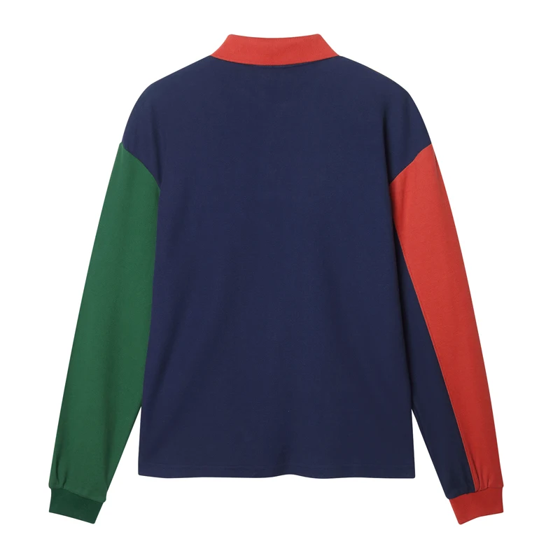 Осень, женская футболка с отворотом и коротким рукавом, Корейская Повседневная рубашка поло, новинка, большой размер, свободная контрастная цветная тонкая футболка, Топы, рубашка