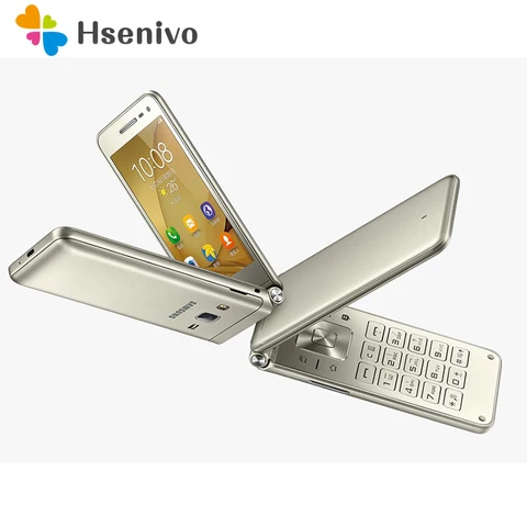 Original Samsung Galaxy Folder G1600 Dual SIM Quad Core 2GB RAM 16GB ROM 8 0MP 3 8  Android 6 0 Flip Smartphone refurbished