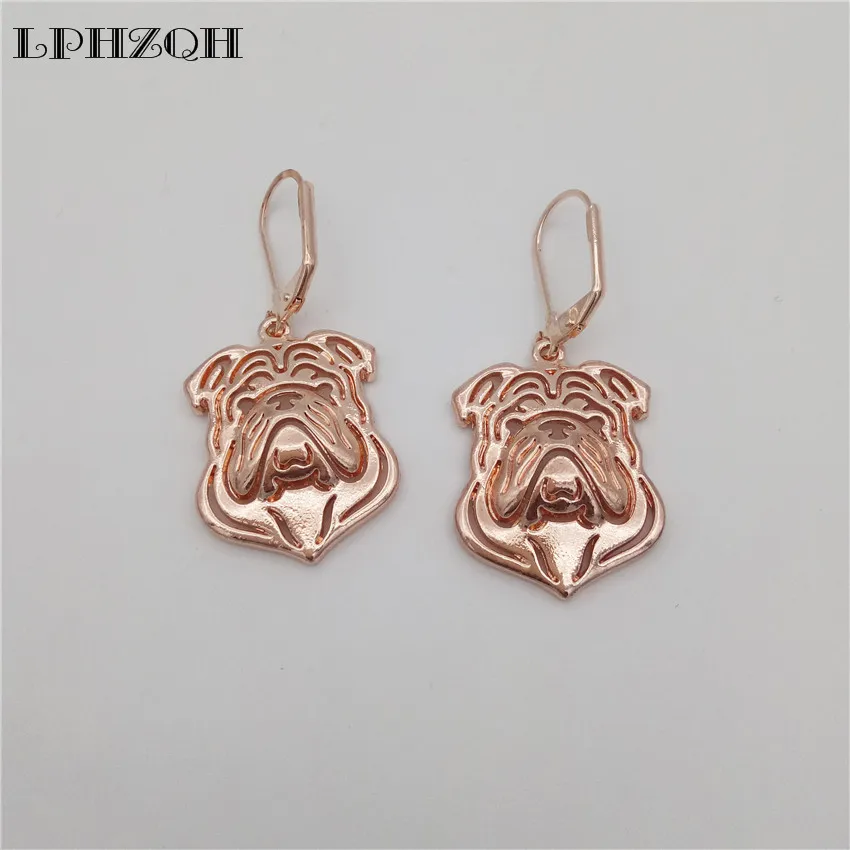 

LPHZQH 2017 Fashion alloy cute dog English Bulldog Earings For Women girl lovers jewelry unique Christmas birthday gift jewelry