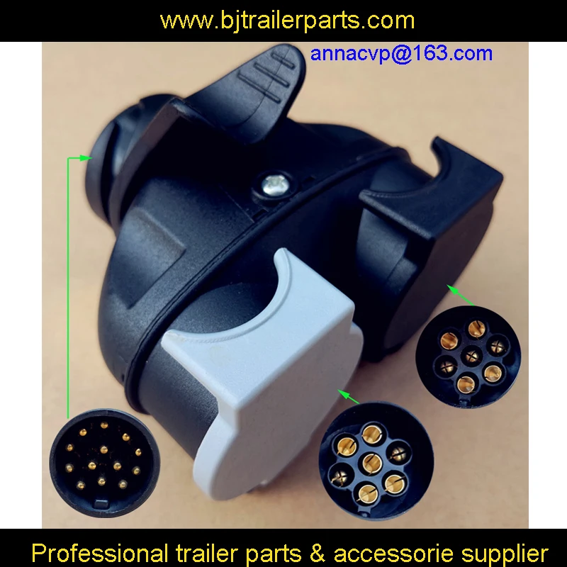 

trailer plug socket 13 pin to 12N and 12S type towing electrics connector adapter trailer parts