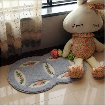 

Soft Shaggy Girl Room Mat Rug Non-slip Absorbent Bathroom Rugs Super Cozy Fluffy Area Rug Embroidered Small Floor Mat