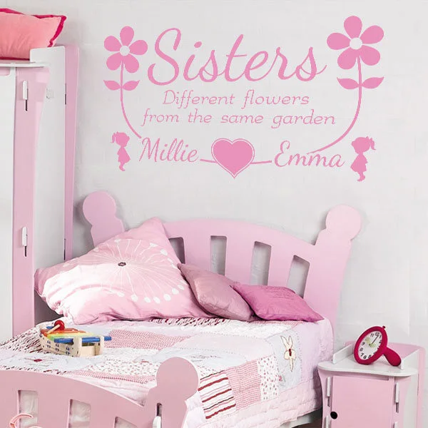 

Custom Names Twins Sisters Wall Decal Girls Room Decoration Sisters Friends Wall Stickers Sisters Style Wall Murals Gift AZ622