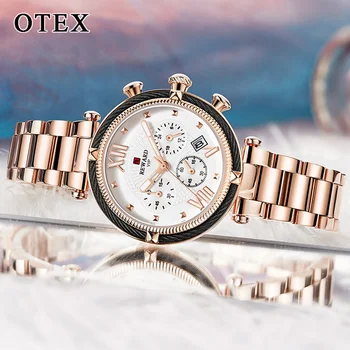 

Classic Rose Gold women watches fashion stainless steel calendar quartz ladies sports clock waterproof bracelet relogio femino