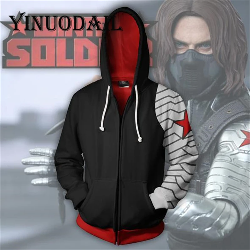 Fans Made Captain America Sweatshirts 3D Printed Hoodies Winter Soldier Bucky Barnes Zip Up Hoodie for Marvel Movie Fans Fans Made Captain America Sweatshirts 3D Printed Hoodies Winter Soldier Bucky Barnes Zip Up Hoodie for Marvel Movie Fans