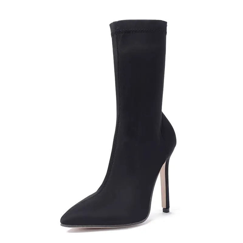 

2018 autumn explosions stretch boots pointed fine heel socks boots foreign trade women's boots black ljj 1129