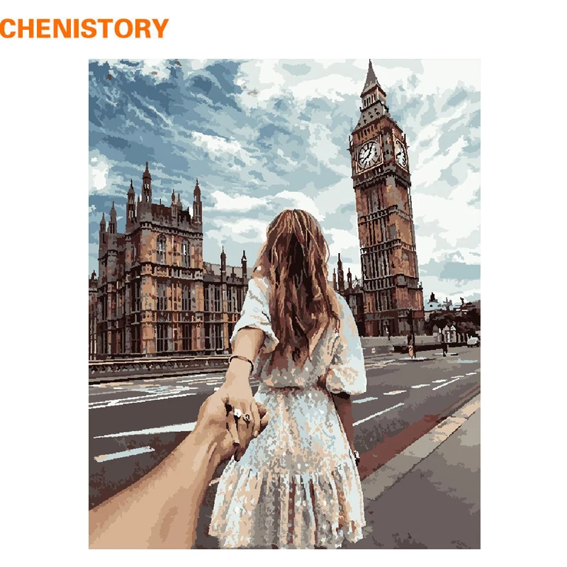 

CHENISTORY Romantic Hand In Hand DIY Painting By Numbers Modern Wall Art Handpainted Oil Painting For Wedding Decoration 40x50cm