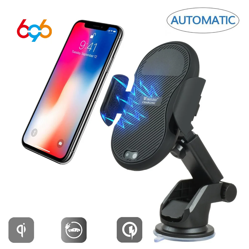 

696 Automatic Infrared Senser Mobile Phone Qi Fast Car Wireless Charger Samsung