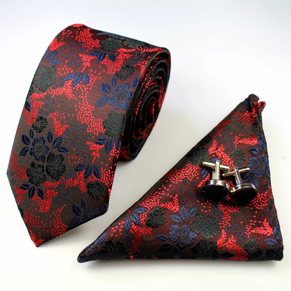 RBOCOTT дизайн модные цветочные галстуки 7 см мужские шелковые жаккардовые галстуки для шеи карманные Квадратные Запонки Набор для свадебного костюма