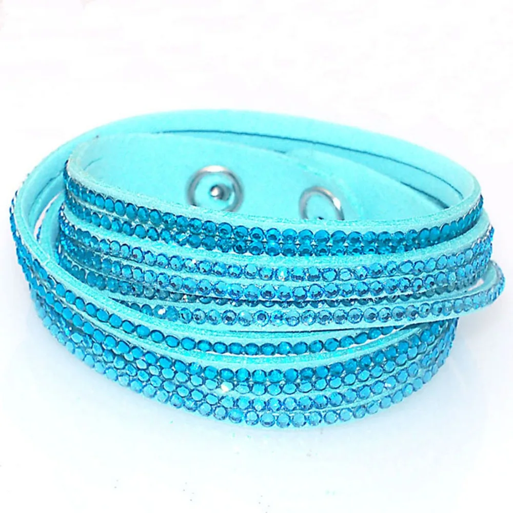 Многослойный кожаный браслет с двойной обмоткой кристаллами|leather bangle|bangles for