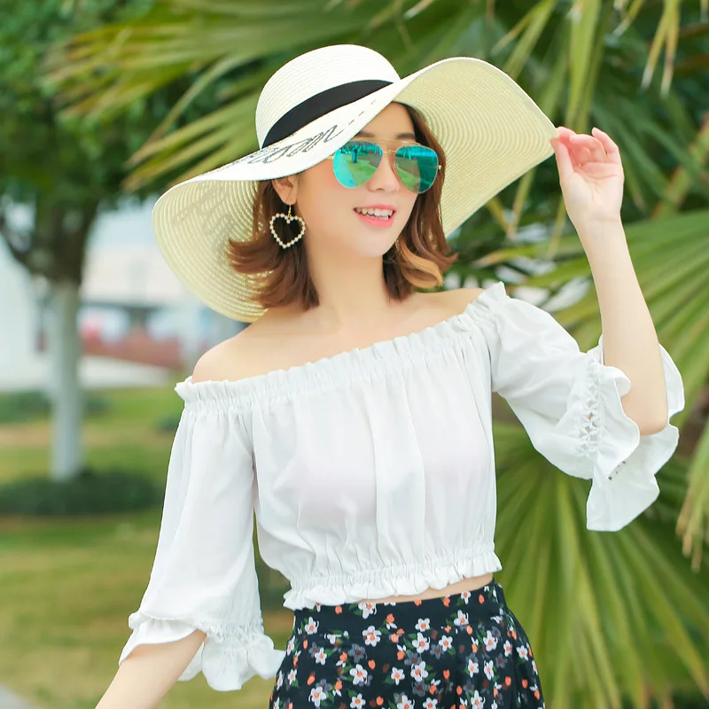 إلكتروني قبعة مطرزة كبيرة حافة السيدات الصيف سترو قبعات للحماية من الشمس للنساء الشاطئ قبعات الترفيه قبعة شمس دون غطاء رأس الأشعة فوق البنفس... إلكتروني قبعة مطرزة كبيرة حافة السيدات الصيف سترو قبعات للحماية من الشمس للنساء الشاطئ قبعات الترفيه قبعة شمس دون غطاء رأس الأشعة فوق البنفس...