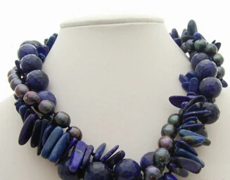 FREE SHIPPING 6Strds Pearl Necklace-Come Flower Clasp