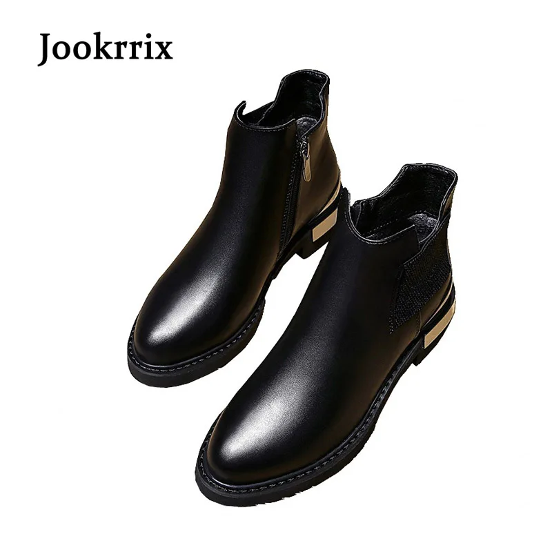 

Jookrrix New Autumn Winter Fashion Boots Women Warm Shoes Lady Genuine Leather Chelsea Boots Zip Ankle Boots Breathable Black