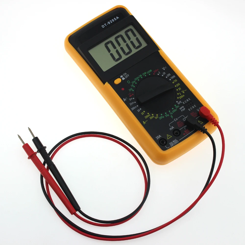 

Digital DT-9205A Multimeter LCD AC/DC Ammeter Resistance Capacitance voltmeter Tester