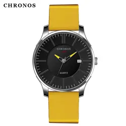 Chronos Брендовые спортивные Часы кожаный ремешок Мода Для мужчин смотреть Водонепроницаемый Для мужчин часы Saat Relogio masculino Reloj Hombre