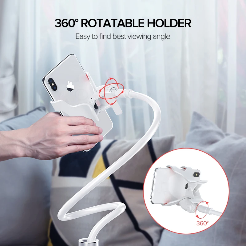 Ugreen Phone Holder Arm Lazy Mobile Phone Goosneck Stand Holder for iPhone 8/X Flexible Bed Desk Ta