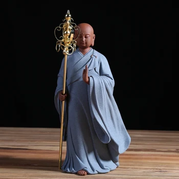 

statue artware handmade Buddha Ksitigarbha H29cm blue real yixing zisha tea pet Chinese purple grit tea play home decoration new
