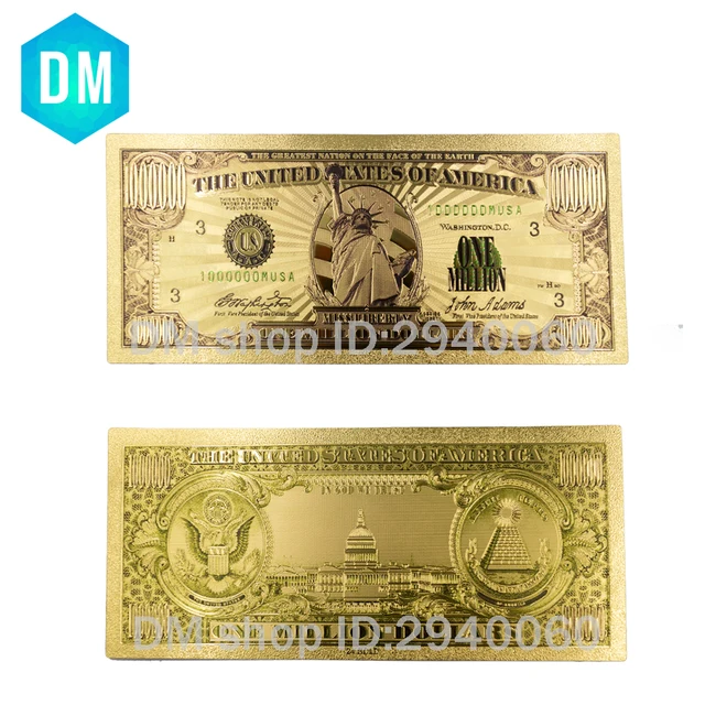 Hot 24k Gold Banknotes Usa 100w Dollar Foil Bills Collections Hot 24k Gold Banknotes Usa 100w Dollar Foil Bills Collections Currency Fake Money Home Decor Bank Notes 10pcs Free Shipping