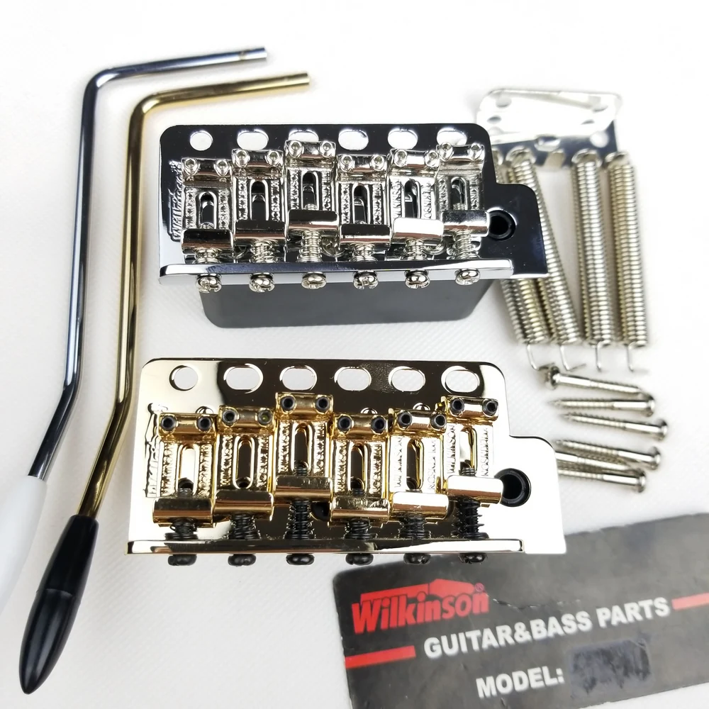 Online Wilkinson ST elektrische gitarre Tremolo System Brücke + Gebogen Stahl Sättel WV6 Chrom Silber Gold
