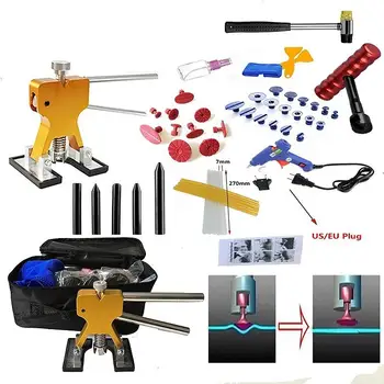 

51pcs/Set Metal Painless Dent Repair Dent Lifter-Glue Puller Tab 20W Glue Machine Hail Removal Paintless Car Dent Repair Tools