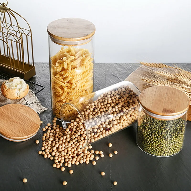 

Hoomall Glass Tea Storage Box Set High Temperature Resistant Kitchen Storage Box Food Storage Tank Glass Tea Cans 1000/850/500ml