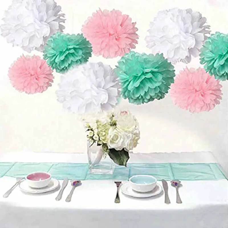 

Paper Flower Pom Wedding kid Birthday bachelorette hen Party bridal Baby Shower boy girl table centerpiece Decoration backdrop