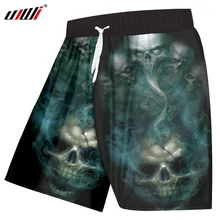 UJWI повседневные мужские шорты с 3d принтом, пляжные шорты с металлическим черепом, мужские свободные шорты в стиле хип-хоп с эластичной резинкой на талии, прямые поставки