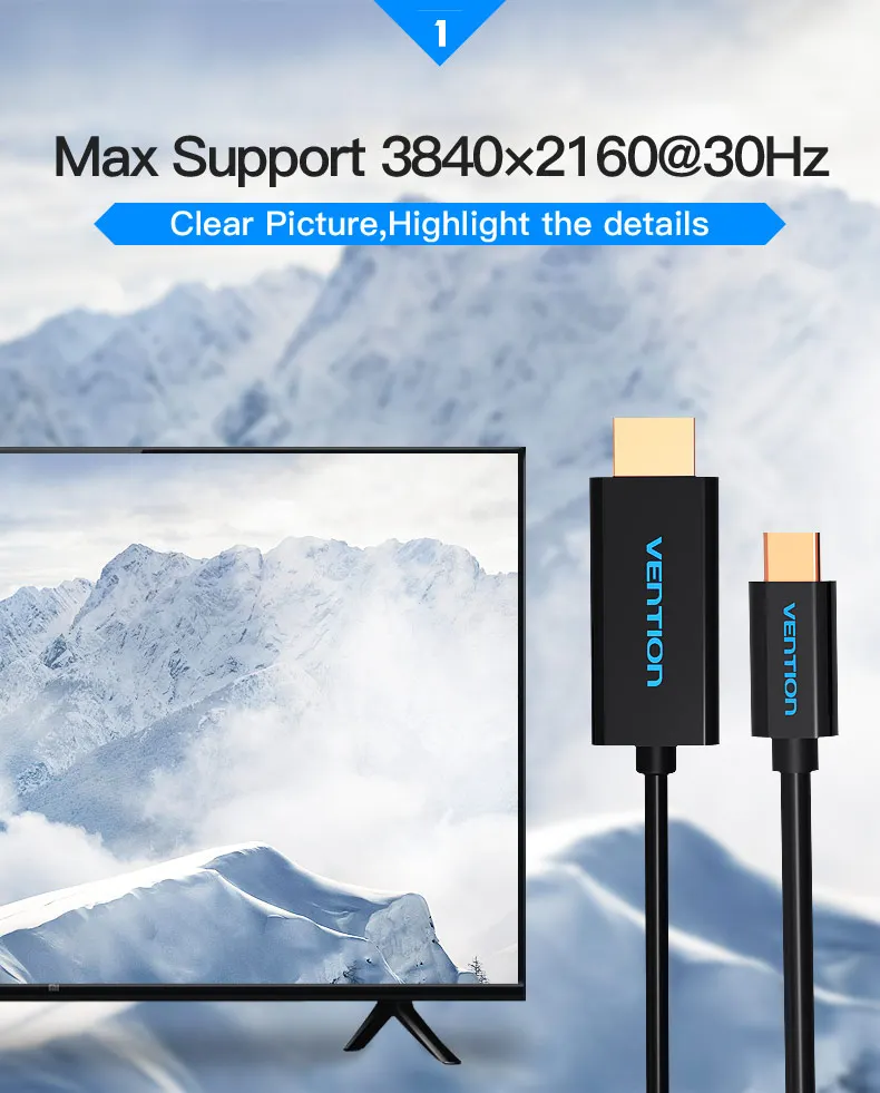 Vention USB C к Hdmi кабель Поддержка 4K* 2K для Macbook Google Pixel samsung S8 type-c к HDMI 1,8 M USB 3,1 type c к Hdmi адаптер