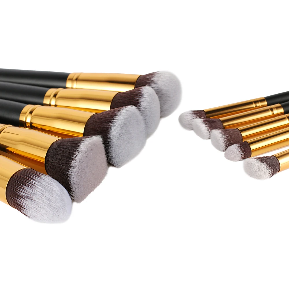 Najtaniej Jessup marka 10 sztuk czarny złoty pędzle do makijażu pędzle podkład kosmetyki kabuki zestawy zestaw pędzli do makijażu blush Kit Tools