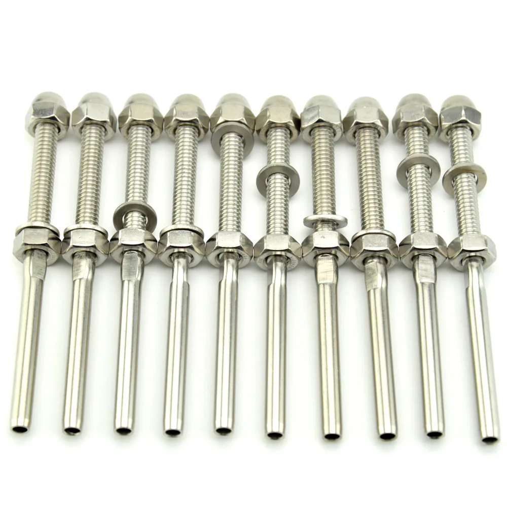 36/" Rail Stainless Steel T316 End Fitting for Cable Railing 3//16/" Cable 10pcs