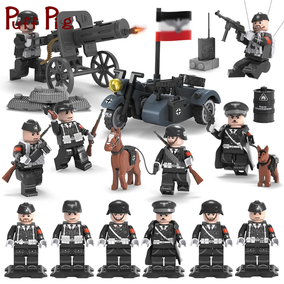 

8PCS Artillery Soldiers Weapon Guns Army Vehicles Building Blocks Bricks Compatible Brinquedo Military SWAT Figures Kids Toys