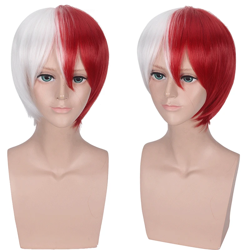 

Drop shipping My Hero Academia Boku no Hiro Akademia Shoto Todoroki Shouto White And Red Cosplay Wigs 35cm