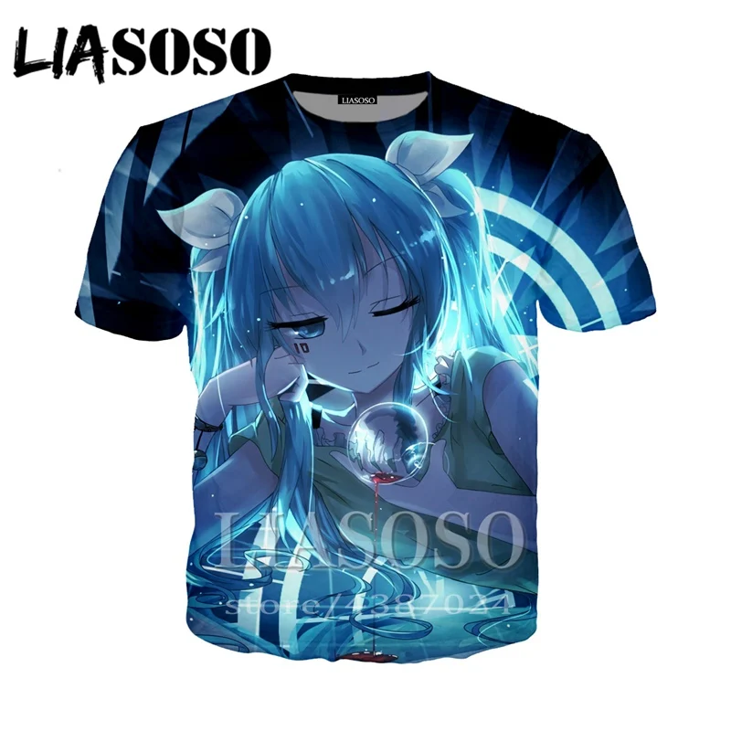 

LIASOSO Harajuku Hatsune Miku Men's tshirt Anime leisure Women cute t-shirt 3D Print tees tops cartoon funny casual T Shirt D390