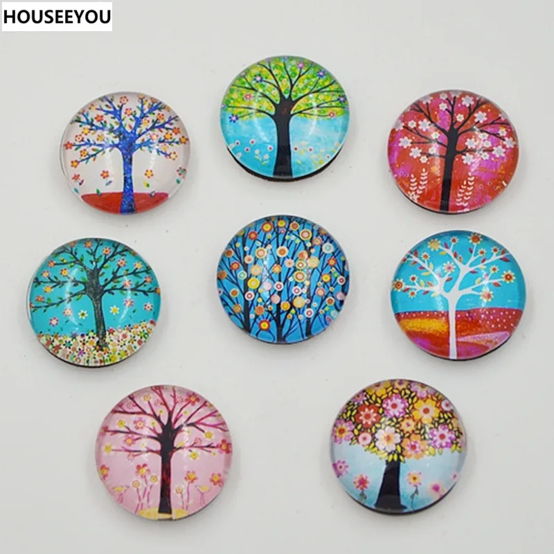 Round and Colorful Tree Refrigerator Sticker Fridge Magnet  Glass Sakura New