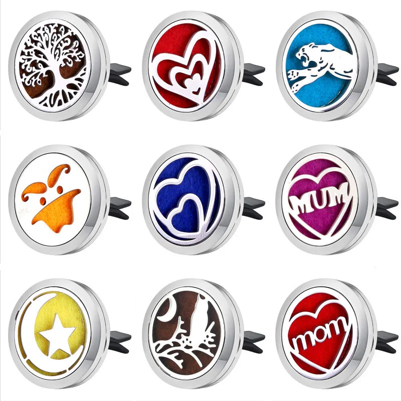 

New Aromatherapy Car Diffuser Jewelry 30mm Magnet Diffuser Locket Car Vent Clip Removable Clip Perfume Locket Christmas Gift