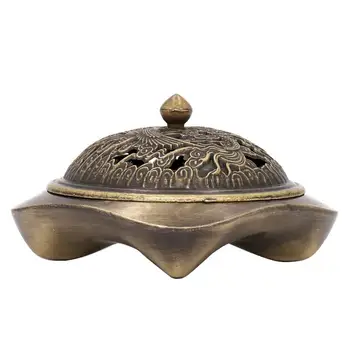 

Zinc Alloy Incense Burner Chinese Buddha Incense Holder Lotus Flower Sandalwood Censer For Home Office Teahouse Use Home Decor