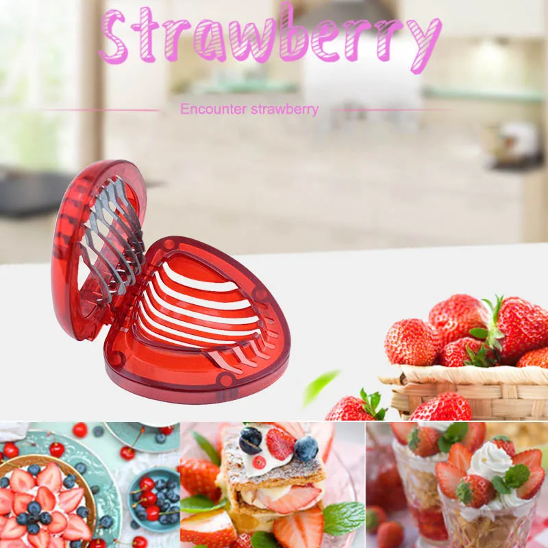 Strawberry Slicer Fruit Cutter Carving Tool Salad Cutter Stainless Steel strawberry cutter Fruit slicer Portable Kitchen Gadgets
