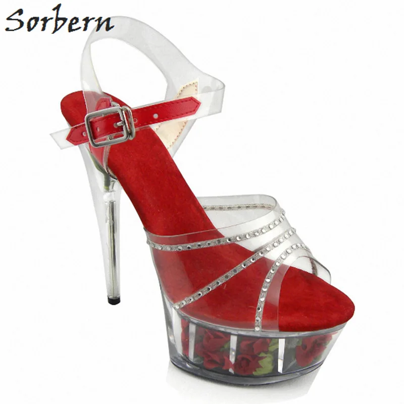 

Sorbern Women Sandals 2018 Ladies Party Shoes PVC Hand Made Flower Crystal Sandals Women Summer Shoes Women Plus Size 35-46
