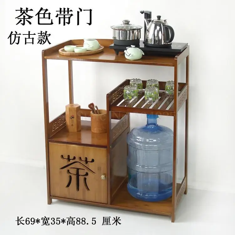 Коричневый стеллаж для питьевой воды бамбуковый стеллаж для хранения деревянный принтер кухонная стойка стол мобильный - Цвет: VIP 2