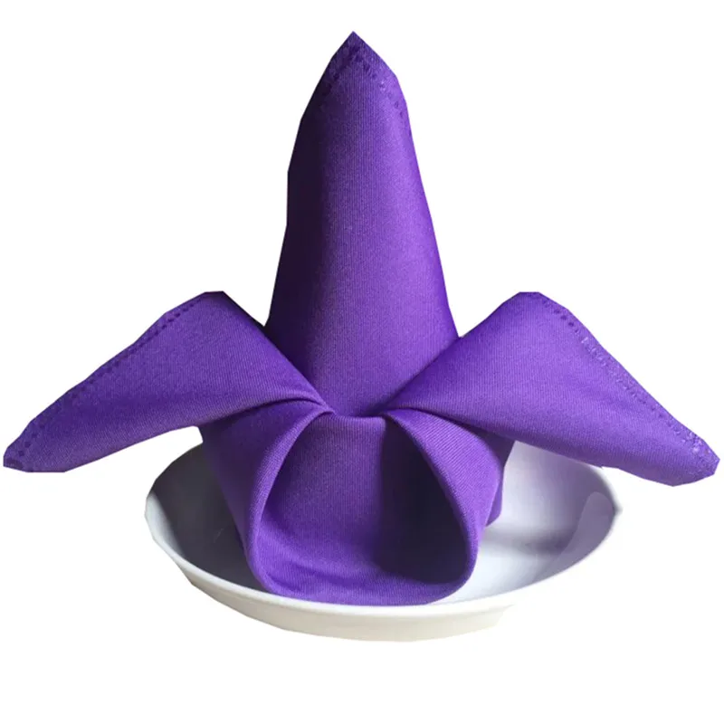

100pcs 45 x 45cm Purple Quality Polyester Plain Table Napkins Linen Dinner Handkerchiefs Mouth Cloths For Event Banquet Wedding