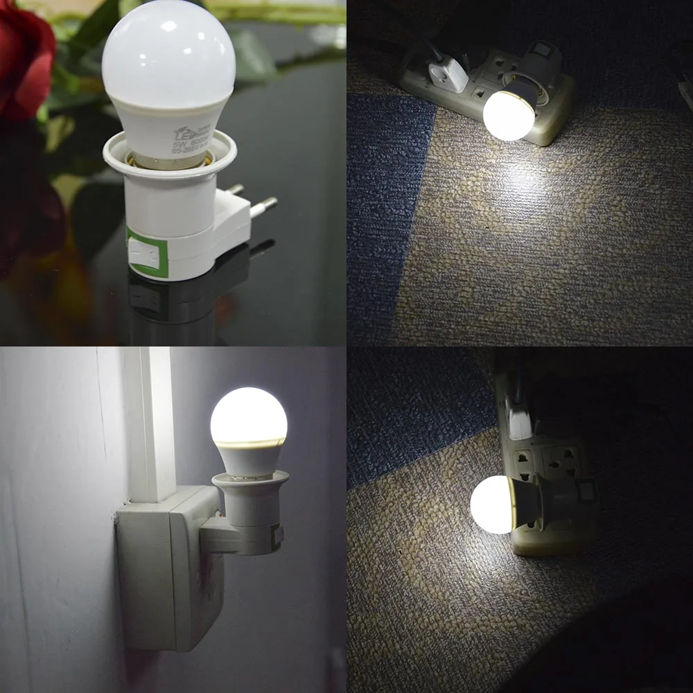 ON OFF E27 LED lamp Base Holder with Europe Bulb E27 Socket 5W Led