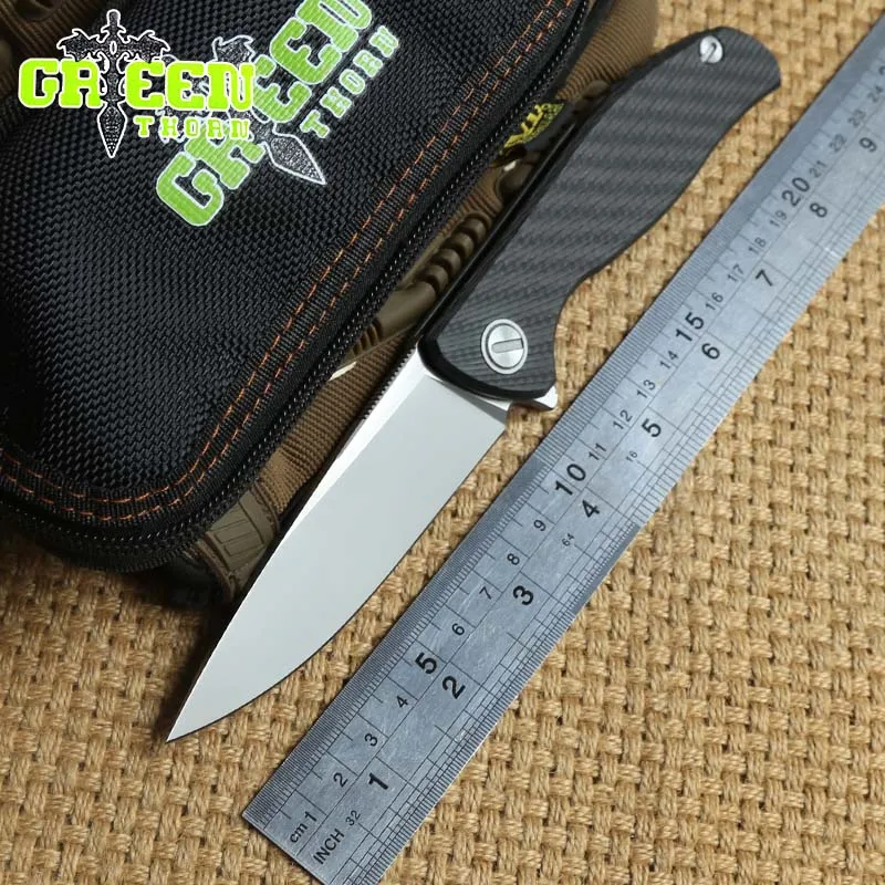 Складной нож Green thorn M390 blade HATI с шарикоподшипником и флиппером ручка из