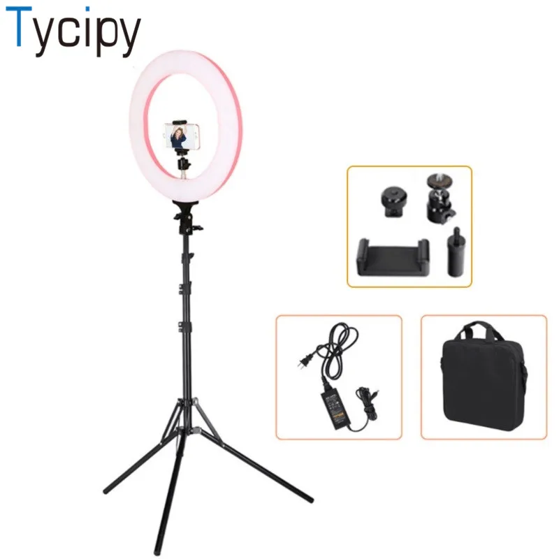 Tycipy 1" кольцевой светильник, розовый регулируемый светодиодный светильник с регулируемой яркостью для фотосъемки, двухцветный светильник для камеры со штативом для Iphone, Canon, Nikon, sony