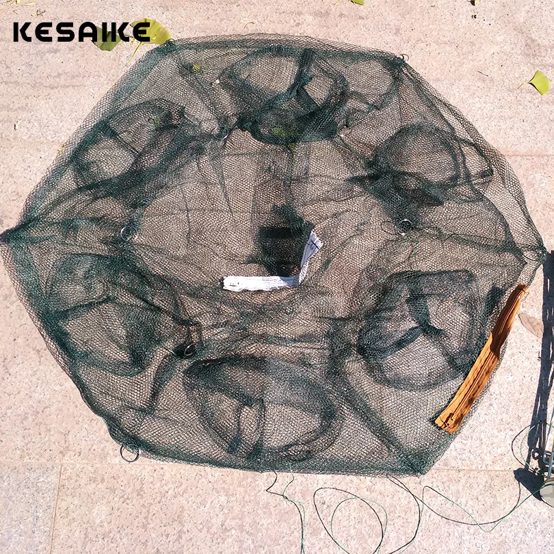 KESAIKE Hand Folded Portable 6 Hole Fishing Net Fishing Shrimp Trap Fishing Nets Fish Shrimp