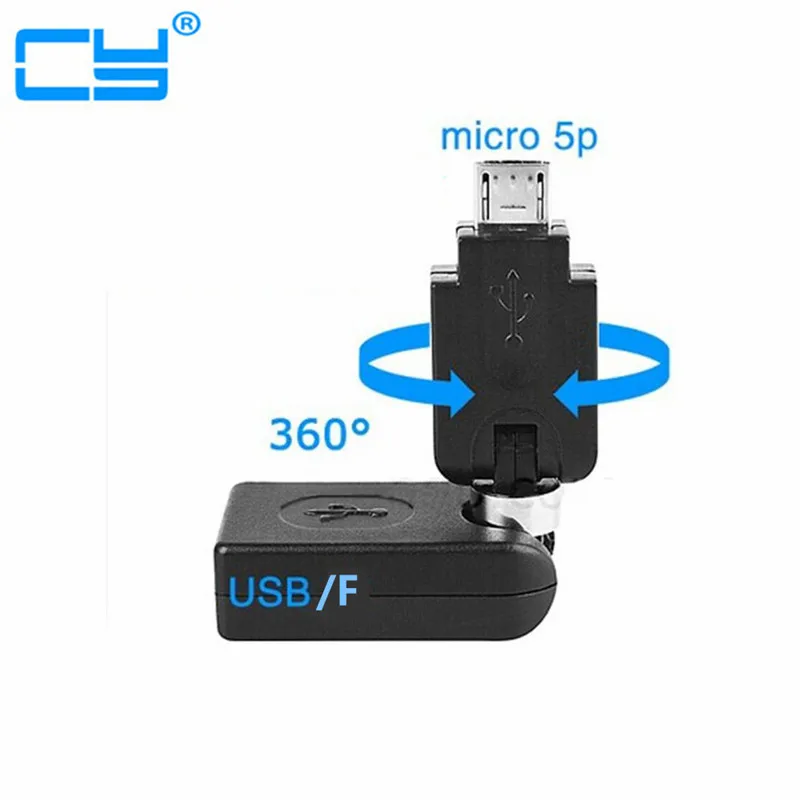 

Flexible Swivel Twist Angle 360 Degree Rotating USB 2.0 A Female to Micro Male Adapter/OTG Connector