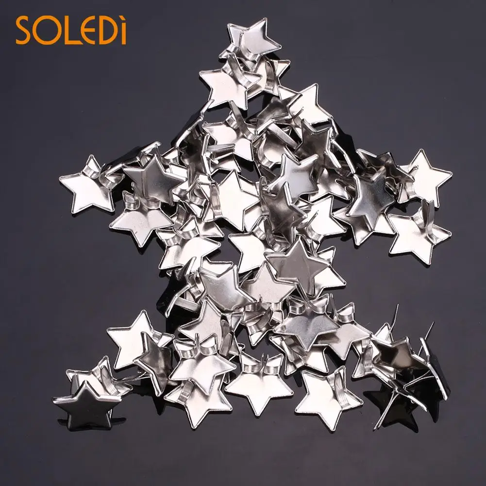 

DIY 50PCS Silver Color Five Pointed Star Brads Embellishment Decoration