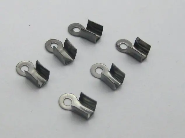 

500 Gunmetal Necklace/Cord Crimp End Caps with Loop 4X8mm